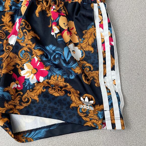 Adidas Her Studio London Floral Shorts XS Blue Multi Striped Run Workout Train - Picture 5 of 8